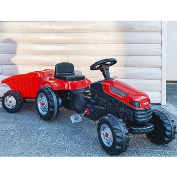 Педальный тракторный прицеп большой MAX xl красный