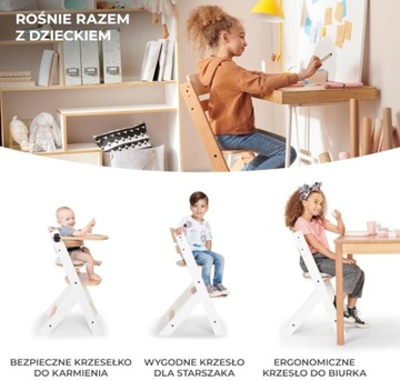 Стульчик для кормления Kinderkraft ENOCK 3в1, Деревянный стульчик для