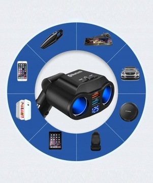 АВТОМОБИЛЬНЫЙ РАЗВЕТВИТЕЛЬ РАЗВЕТВИТЕЛЬ FM-ПЕРЕДАТЧИК ЗАРЯДНОЕ УСТРОЙСТВО 2xUSB