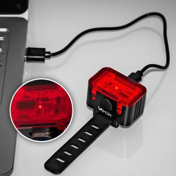 OŚWIETELNIE ROWEROWE LAMPKI PRZEDNIA I TYLNA LED USB-C AKU PRO ZESTAW VAYOX