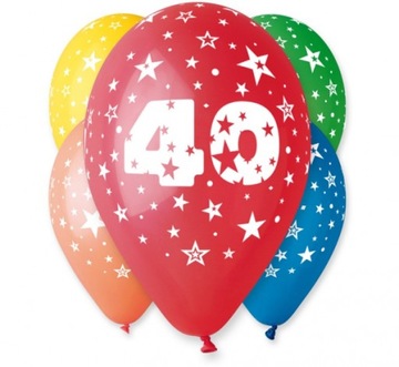 Balony na 40 urodziny 5 szt. 30 cm