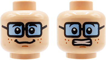 LEGO główka figurki - męska cielista okulary piegi