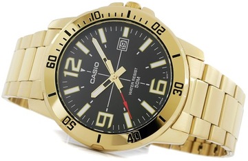 Casio zegarek męski MTP-VD01G-1B złota stalowa bransoleta 5 atm, data