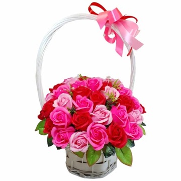 КРАСИВЫЙ большой букет-корзина мыльных роз 50 шт мыльные цветы в ПОДАРОК