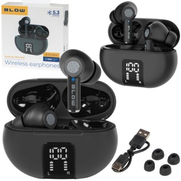 SŁUCHAWKI BEZPRZEWODOWE DOUSZNE BLUETOOTH ANC MIKROFON GAMINGOWE POWERBANK