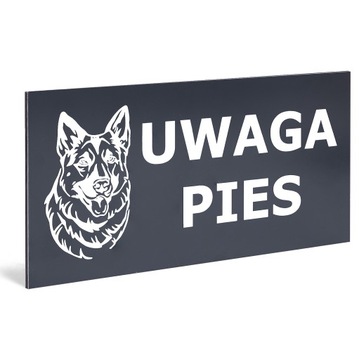 NIERDZEWNA TABLICZKA UWAGA PIES MAŁA 20x10 ANTRACYT | UWAGA ZŁY GROŹNY PIES