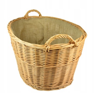 Wiklinowy KOSZ NA DREWNO ZABAWKI JUTA 80 cm
