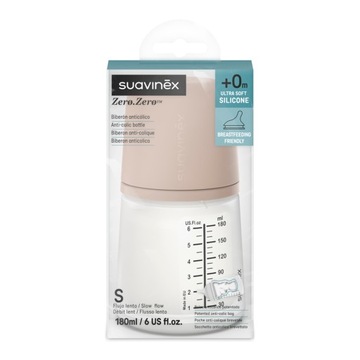 Suavinex Butelka antykolkowa Zero Zero 180ml silikon wolny przepływ 0m+