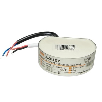 Zasilacz 10V DC 20W puszka fi60 do opraw Skoff