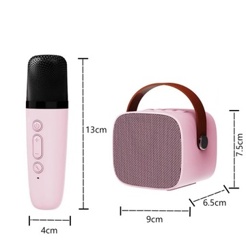 НАБОР КАРАОКЕ МИКРОФОН + БЕСПРОВОДНАЯ ДИНАМИКА ДЛЯ КАРАОКЕ РОЗОВЫЙ BLUETOOTH