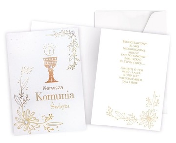 Kartka na Komunię delikatna z życzeniami DK967