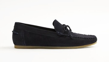ZARA GRANATOWE SKÓRZANE MOKASYNY BUTY DRIVER 41