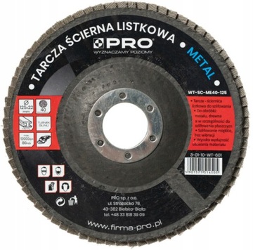 Tarcza ścierna listkowa do metalu, drewna P100 125mm PRO Fachmayer