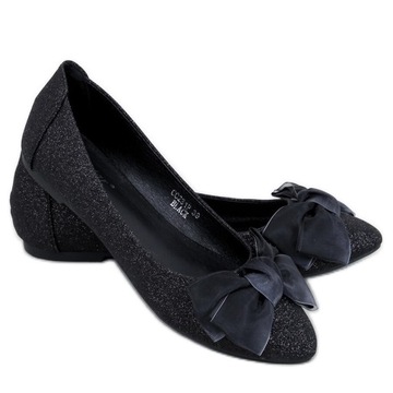 Eleganckie baleriny brokatowe Black r.38