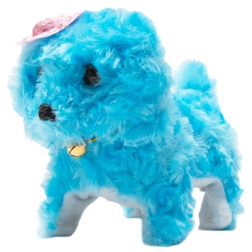 Интерактивная плюшевая собака в шапке ходит и лает СИНИЙ