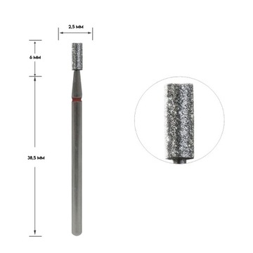 Staleks Frez Diamentowy Walec Czerwony 2,5/6mm