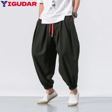 Spring Men Loose Harem Pants Chinese Linen Sweatpa