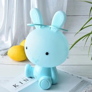 LAMPA LAMPKA BIURKOWA NOCNA DLA DZIECI KRÓLIK LED SILIKONOWA USB NIEBIESKA