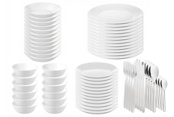 IKEA OFTAST ZESTAW TALERZY I MISEK ORAZ ZESTAW SZTUĆCÓW MOPSIG 64 SZT.