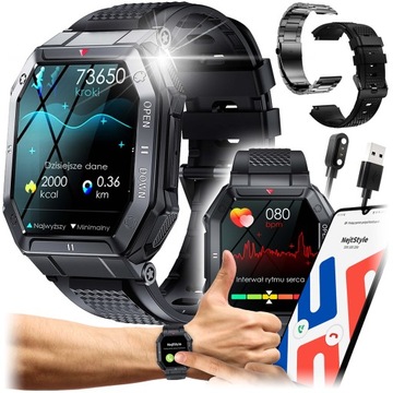 SMARTWATCH ZEGAREK MĘSKI MILITARNY ROZMOWY WIELOFUNKCYJNY POMIARY MENU PL