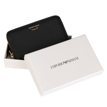 EMPORIO ARMANI luksusowy damski portfel BLACK/GOLD