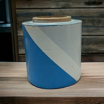 ЛЕНТА ПРЕДУПРЕЖДАЮЩАЯ белая синяя 100 М 70ММ для ограждений