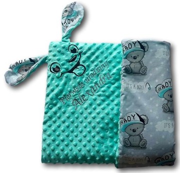 kocyk poduszka pies z imieniem imię piesek komplet do wózka wyprawka zestaw