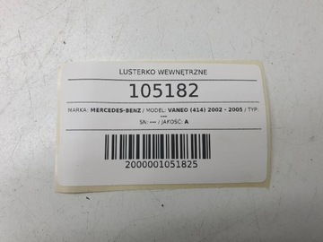 ZRCÁTKO VNITŘNÍ MERCEDES VANEO W414 EVROPA