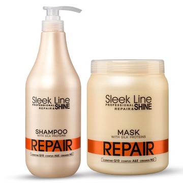 STAPIZ REPAIR Szampon + maska do włosów zniszczonych 1000ml z jedwabiem