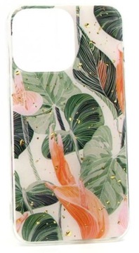 Etui Gold Glam do iPhone 13 kwietnik +SZKŁO Case Pokrowiec