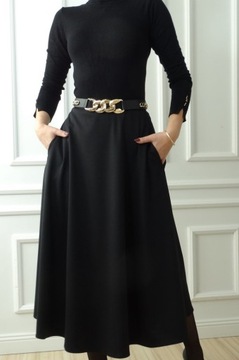 Spódnica midi czarna z kieszeniami roz.42 (34-52)