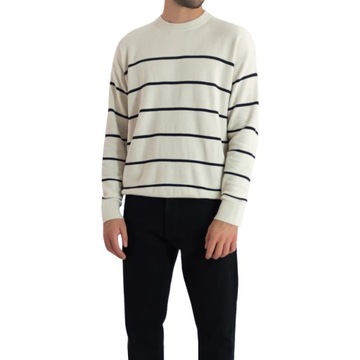 -40% CALVIN KLEIN SWETER MĘSKI MODERN STRIPE BEŻOWY M