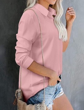 Koszula Damska Bluzka Z Długim Rękawem Rozmiar XL Kolor Różowy