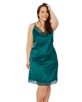 MONA QUEEN SIZE Koszula satynowa koronka green 5XL