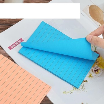 Линованные стикеры размером 100 х 150 мм, прочная самоклеящаяся бумага.