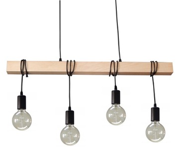 ŻYRANDOL LAMPA WISZĄCA SUFITOWA 015-4 LOFT DREWNO STÓŁ JADALNIA SYPIALNIA