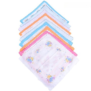 12 SZT. BAWEŁNIANYCH CHUSTECZEK DO NOSÓW CHUSTECZKA DAMSKA WZÓR KWIATOWY CHUSTECZKA DO NOSÓW