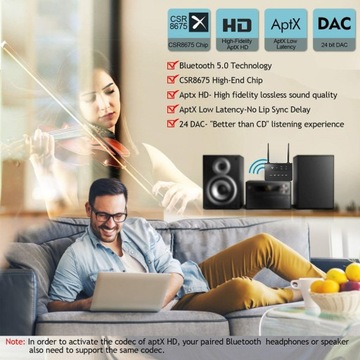 Приемник передатчика BT 5.0 для телевизора, наушники APTX-HD