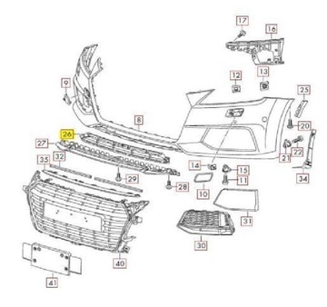 AUDI TT 15-17 S-LINE NÁRAZNÍK PŘEDNÍ SPODNÍ