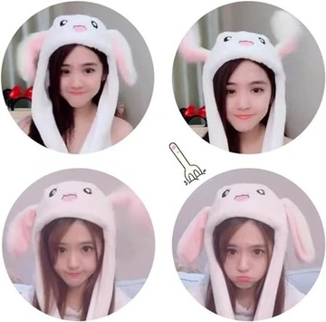 ШАПКА КРОЛИКА ДВИГАЮЩИЕ УШИ НАРЯД БЕЛОГО КРОЛИКА ДЛЯ ДЕВОЧКИ ЗИМОЙ