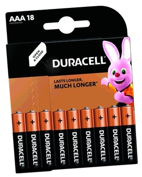 18x Alkaliczne Baterie Duracell AAA / LR3 Basic