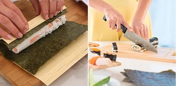 НАБОР ПРИГОТОВЛЕНИЯ ДЛЯ СУШИ С РОЛИКОВЫМ ПРЕССОМ, ПАЛОЧКАМИ, НОЖОМ ДЛЯ СУШИ