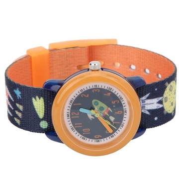 Детские часы с мультяшным узором, водонепроницаемый ленточный ремешок, кварцевые детские часы