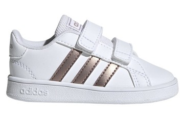 26 BUTY DZIECIĘCE ADIDAS BIAŁE ZŁOTE RZEPY EF0116
