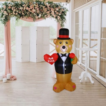 Walentynki Dmuchane Niedźwiedź UE Adapter Rekwizyty Świecąca Dekoracja Zewnętrzna dla