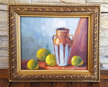 Obraz malowany na płótnie 33x28cm rama ozdobna