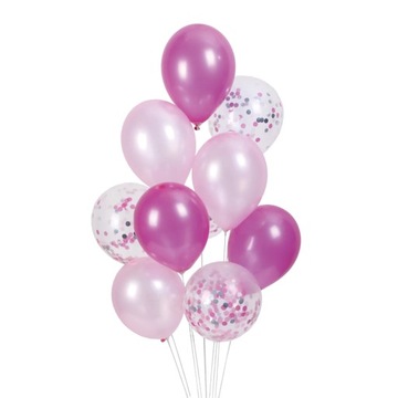 ZESTAW BALONÓW z konfetti balony RÓŻOWE 10szt