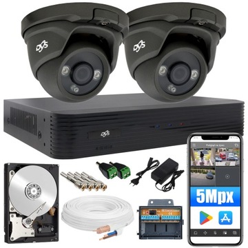 MONITORING 2 KAMERY KOPUŁKOWE 5MPX IR20 Z DYSKIEM