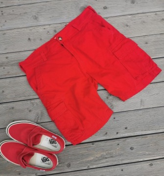 Cubus r. 34 SPODENKI CARGO CZERWONE PAS 100CM