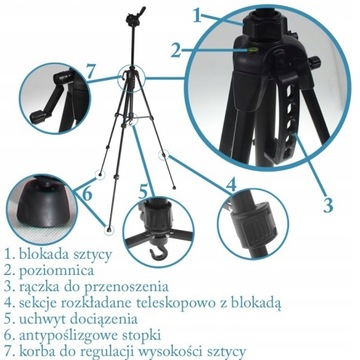 STOJAK STATYW DO LASERA TRIPOD 158cm + TYCZKA 3,2m